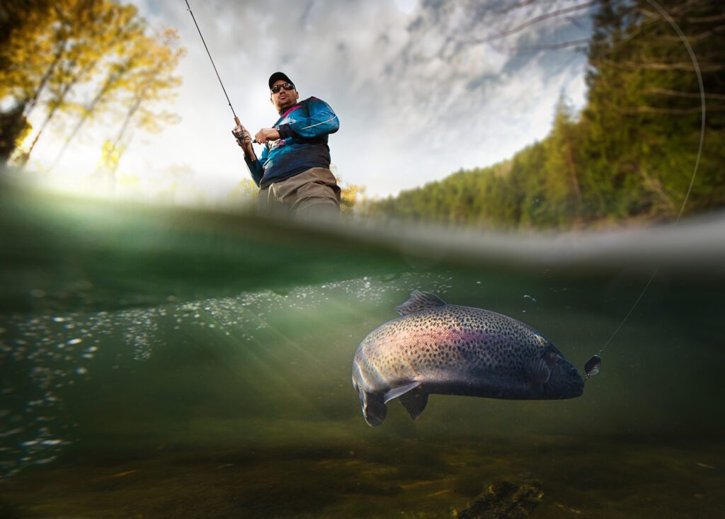 fisherman and a trout