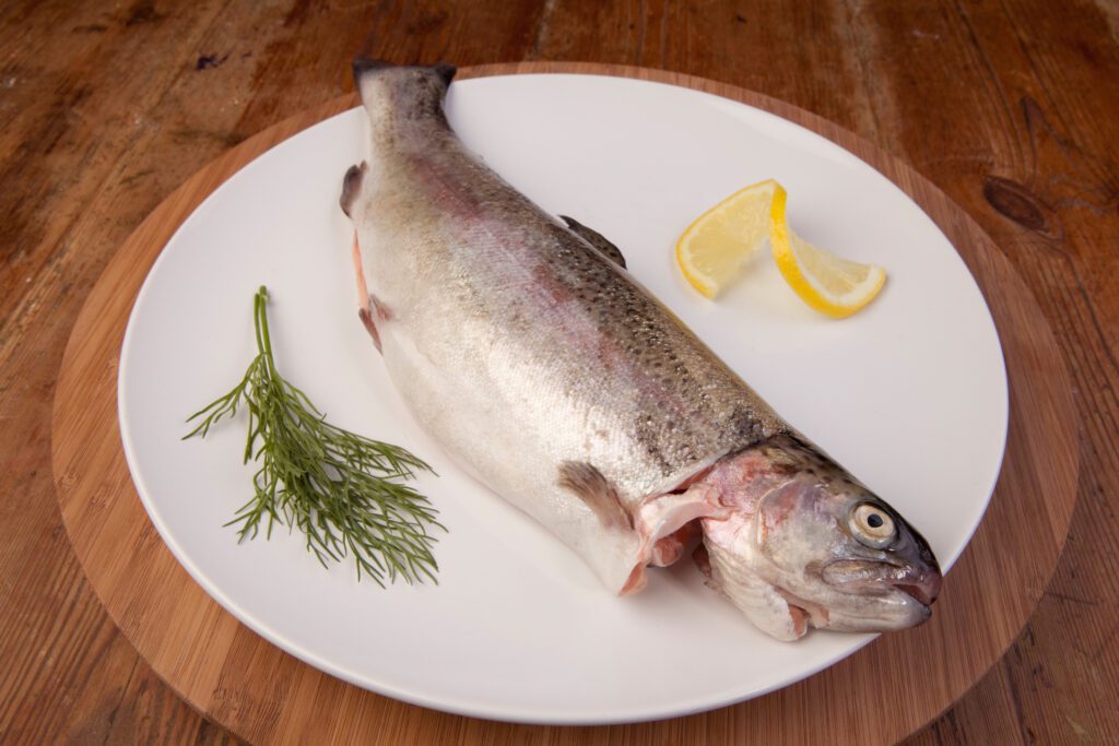 trout on a plate ready for a meal