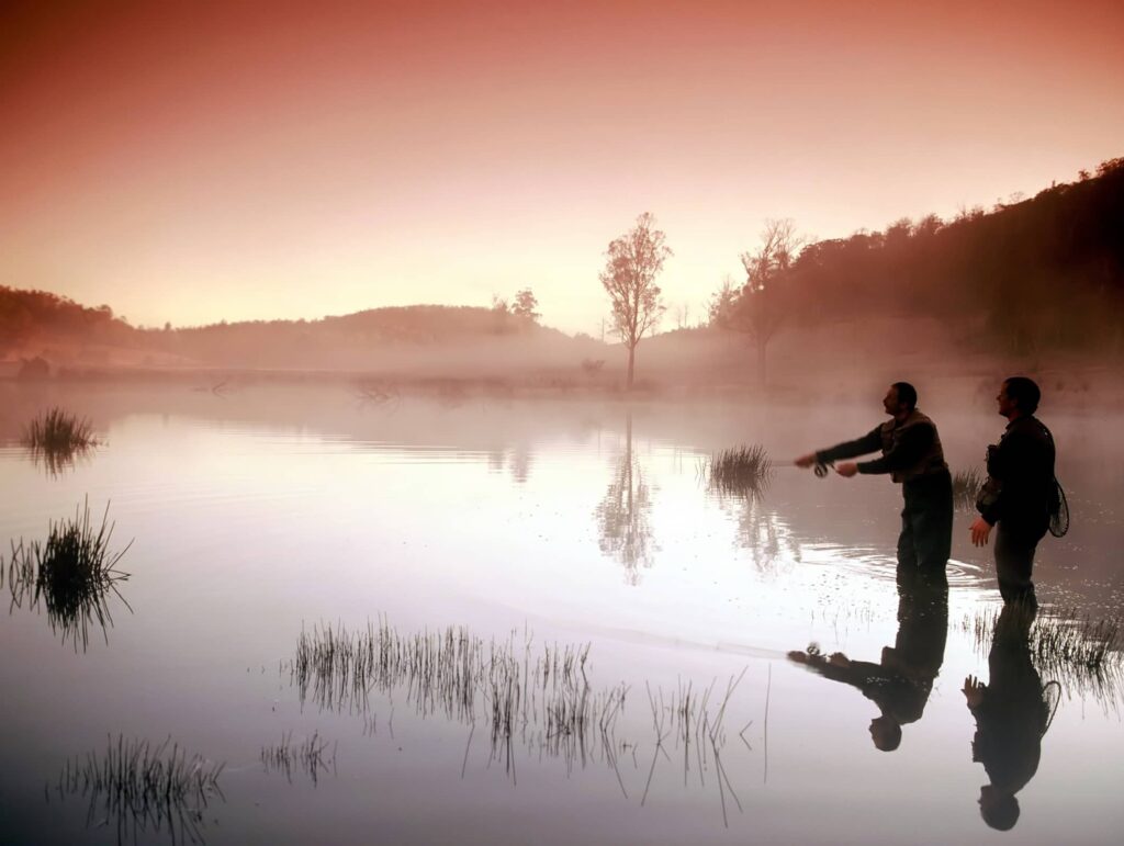 man fly fishing